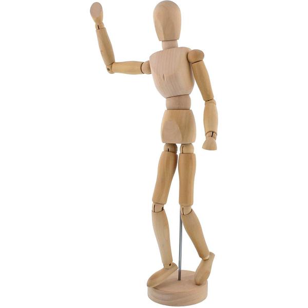 Imagem de Boneco Manequim Feminino Articulado De Madeira 30cm