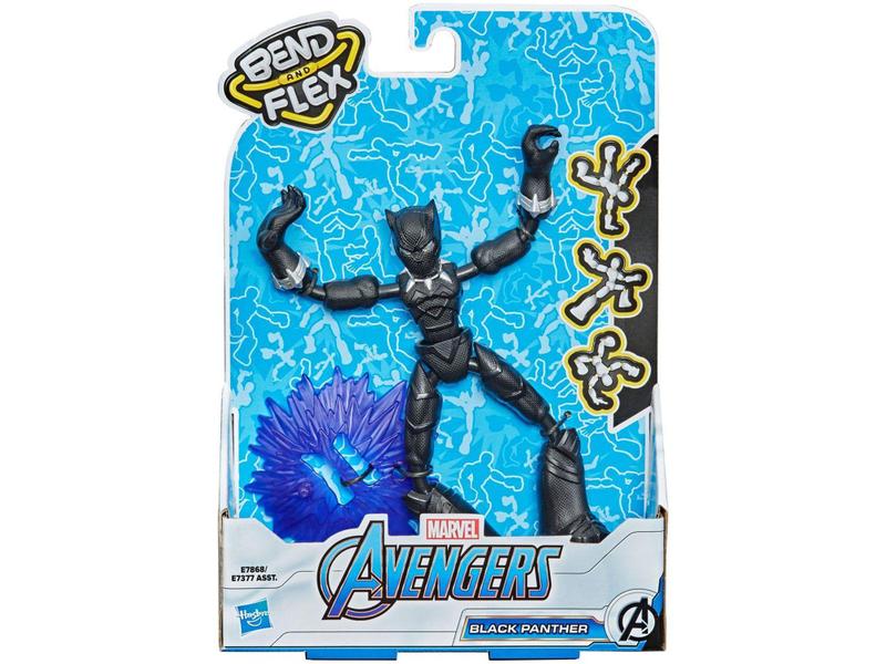 Imagem de Boneco Marvel Vingadores Bend and Flex - Pantera Negra 15cm com Acessórios Hasbro