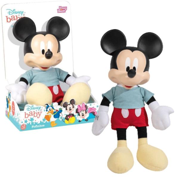 Imagem de Boneco Mickey Mouse Disney Fofinho Baby Pelúcia Bebê 32cm Brinquedo Infantil Novabrink