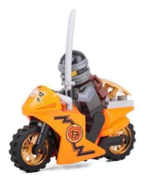 Imagem de Boneco Moto Blocos De Montar Ninjago Ninja Laranja