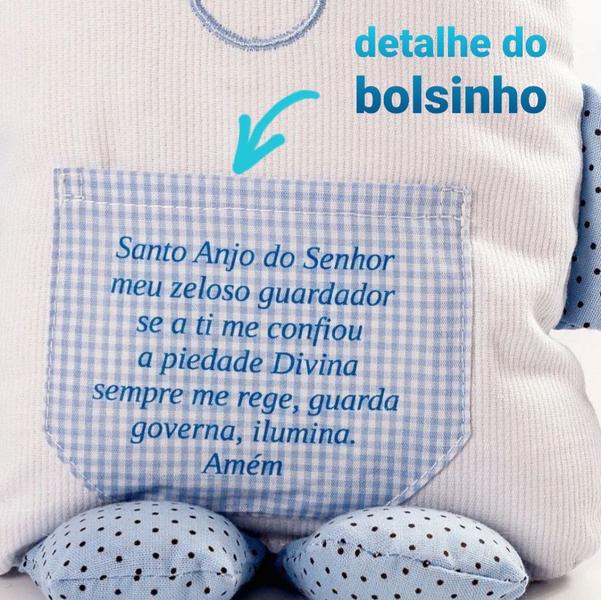 Imagem de Boneco Naninha com Oração Santo Anjo Azul = SP BN01/AZ