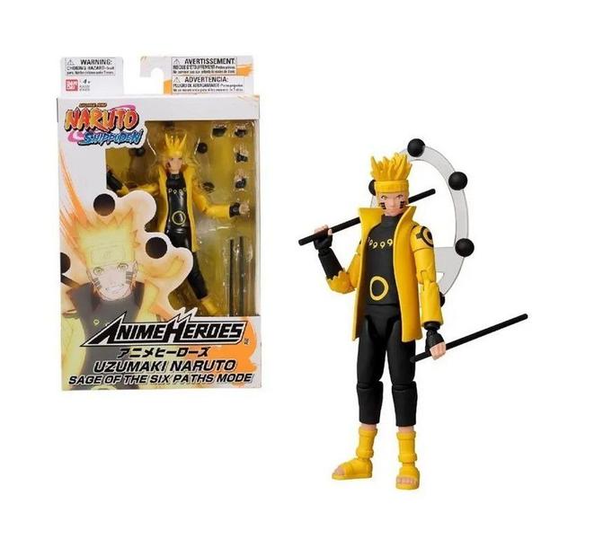 Imagem de Boneco Naruto Shippuden Sage Of The Six Paths Mode Naruto Uzumaki Anime Heroes Bandai