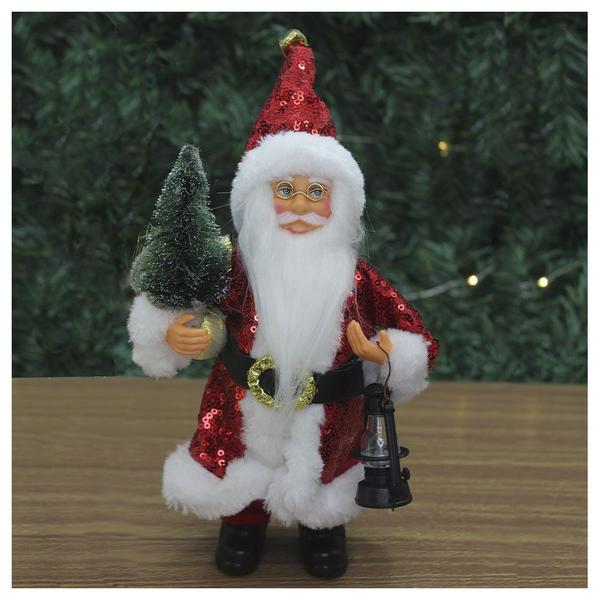 Imagem de Boneco Natal Papai Noel Com Brilho Vermelho Em Tecido 22cm