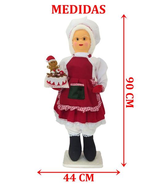 Imagem de Boneco Natalino Mamão Noel Confeiteira Chefe De Cozinha 90cm