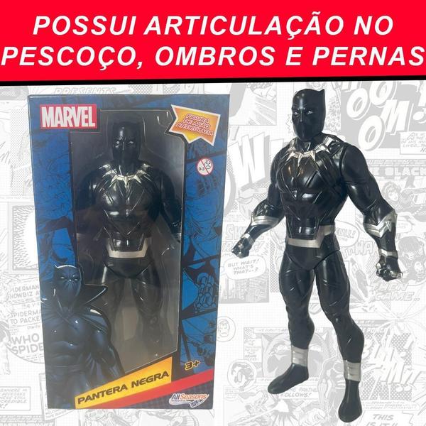 Imagem de Boneco Pantera Negra Brinquedo Marvel Vingadores Articulado