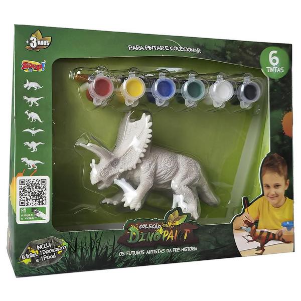 Imagem de Boneco Para Pintar Dino Paint Pintura Com 6 Tintas - Zoop Toys