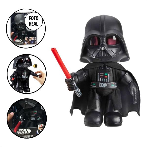 Imagem de Boneco Pelúcia Darth Vader Voz E Luz 28 Cm Disney Star Wars