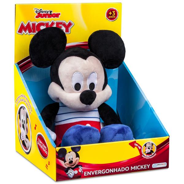 Imagem de Boneco Pelúcia Mickey 33cm Envergonhado Emite Sons Antialérgico Multikids