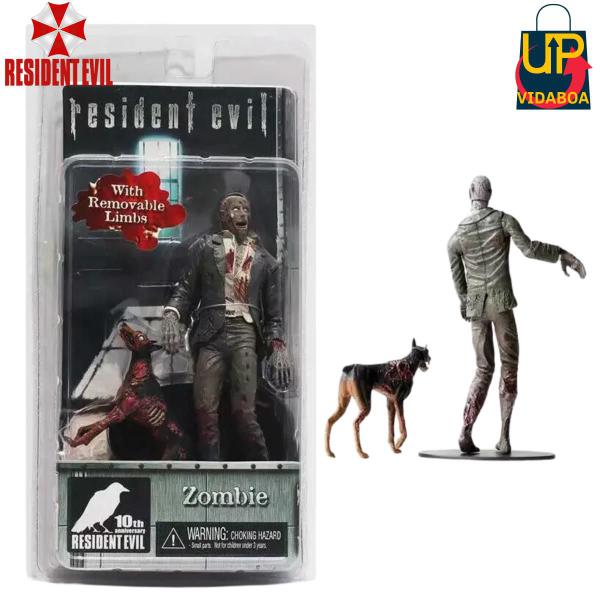 Imagem de Boneco Premium Neca Articulado -Resident Evil Zumbi 18cm + Cachorro 8cm Action Figure