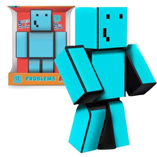 Imagem de Boneco Problems Minecraft Articulado 25cm Original  Algazarra  Brinquedo Presente Crianças +3 Anos