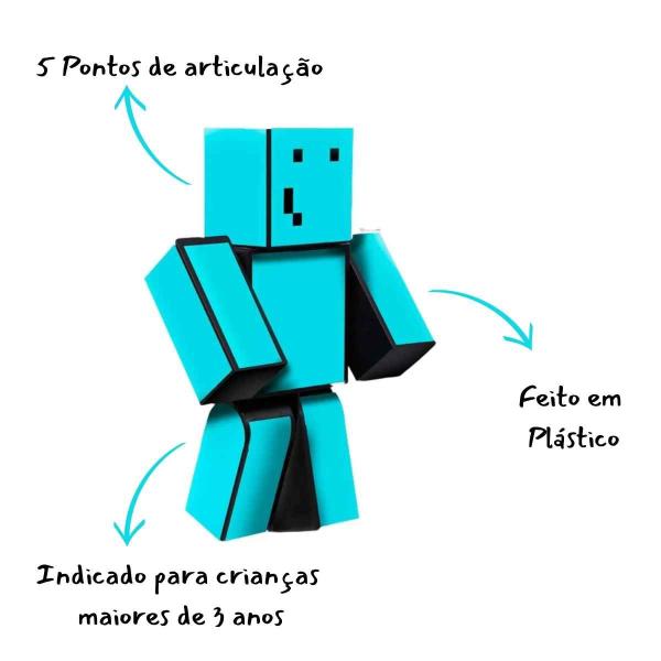 Imagem de Boneco Problems Minecraft Articulado 25cm Original  Algazarra  Brinquedo Presente Crianças +3 Anos