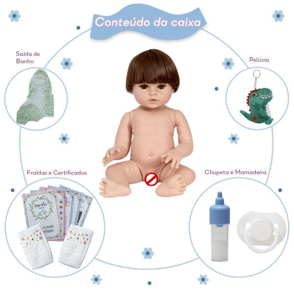 Imagem de Boneco Reborn Bebê Arthur Saída de Banho Jacarezinho 46cm