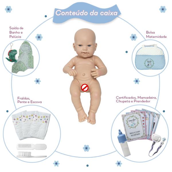 Imagem de Boneco Reborn Bebê Carequinha Saída de Banho Jacarezinho