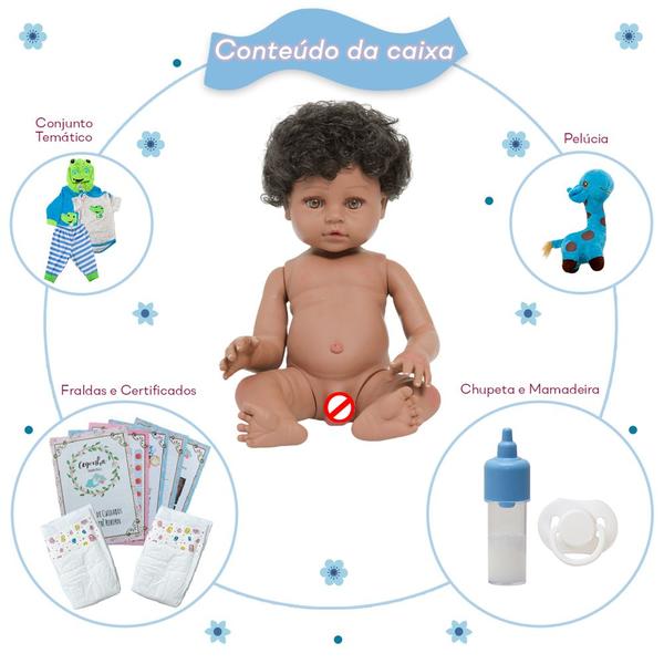 Imagem de Boneco Reborn Bebê Príncipe Cabelo Cacheado Enxoval Jacaré