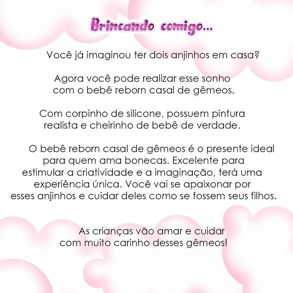 Boneco Reborn Gêmeos Realista 52cm Pode Dar Banho Enxoval - Cegonha Reborn Dolls Imagem de Boneco Reborn Gêmeos Realista 52cm Pode Dar Banho Enxoval