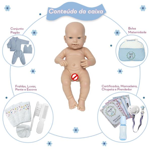 Imagem de Boneco Reborn Masculino 100% Vinil Com Bolsa Maternidade