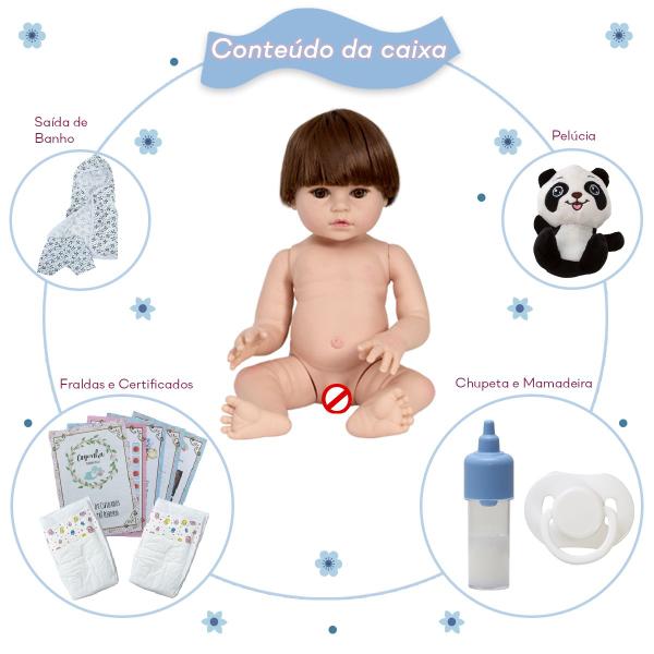 Imagem de Boneco Reborn Masculino Fofinho Saída de Banho Pandinha