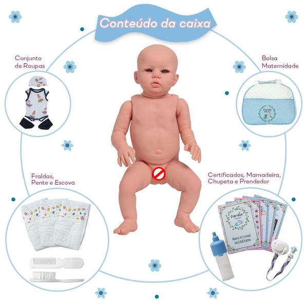 Imagem de Boneco Reborn Menino Recém Nascido Conjunto Aviãozinho