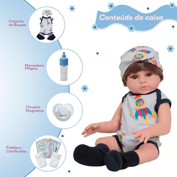 Boneco Reborn Realista Menino 46cm Enxoval Aviãozinho Fofo - Cegonha Reborn Dolls Imagem de Boneco Reborn Realista Menino 46cm Enxoval Aviãozinho Fofo