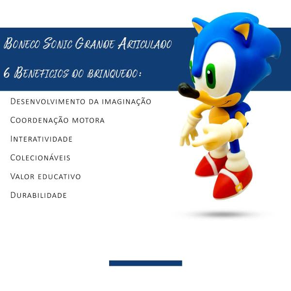 Imagem de Boneco Sonic Grande Brinquedo Articulado 28cm Collection