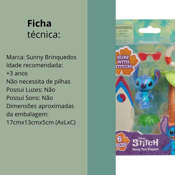 Imagem de Boneco Stitch 5Cm Surfe Com Acessórios Hang Ten Sunny