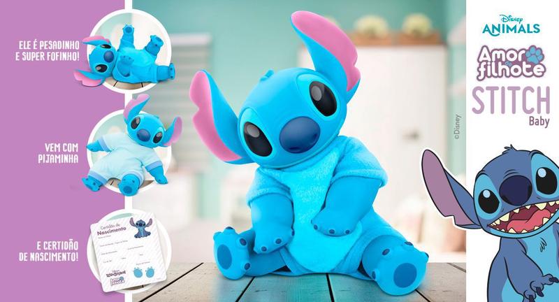 Imagem de Boneco Stitch Disney Coleção Amor de Filhotes Vinil Roma