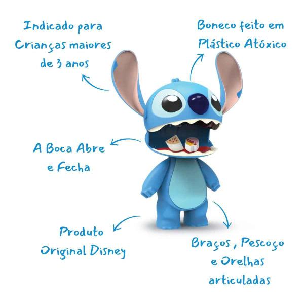 Boneco Stitch Ou Angel 25cm Original Disney Elka Articulado Abre E Fecha A Boca Crianças +3 Anos Imagem de Boneco Stitch Ou Angel 25cm Original Disney Elka Articulado Abre E Fecha A Boca Crianças +3 Anos