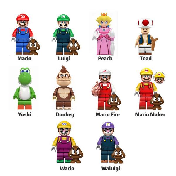 Boneco super mario bros luigi yoshi donkey bloco de montar Imagem de Boneco super mario bros luigi yoshi donkey bloco de montar