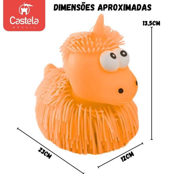 Imagem de Boneco Unicórnio Estica e Aperta Anti Stress Luz Brilhante Divertido Laranja - Castela