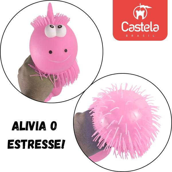 Boneco Unicórnio Estica e Aperta Anti Stress Luz Brilhante Divertido Rosa - Castela Imagem de Boneco Unicórnio Estica e Aperta Anti Stress Luz Brilhante Divertido Rosa - Castela