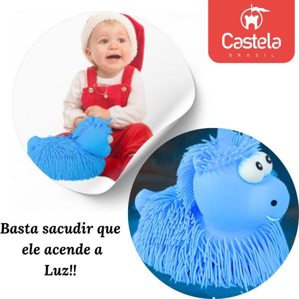 Imagem de Boneco Unicórnio Estica e Aperta brinquedo Anti Stress C/ Luz Azul - Castela 