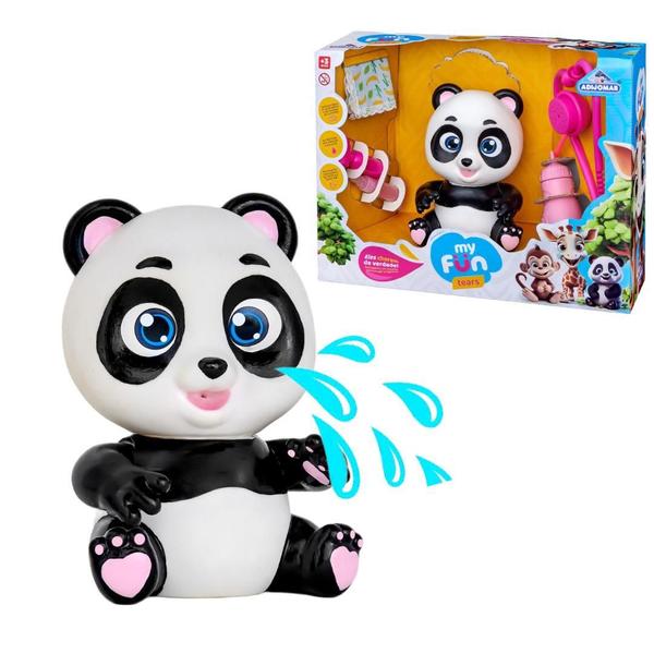 Imagem de Boneco Ursinho Panda Zoológico Mama e Chora Sai Lágrimas de Verdade Adijomar Brinquedos Menina Menino