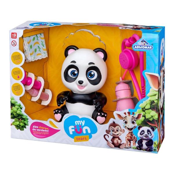 Imagem de Boneco Ursinho Panda Zoológico Mama e Chora Sai Lágrimas de Verdade Adijomar Brinquedos Menina Menino