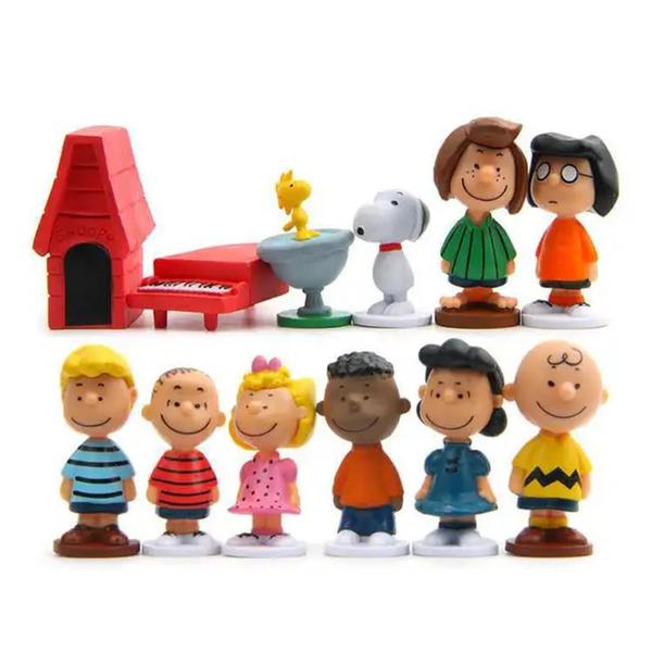 Imagem de Bonecos 12 Miniaturas Snoopy Charlie Brown Coleção Peanuts Presente Criativo Classicos