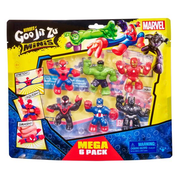 Imagem de Bonecos de ação Heroes of Goo Jit Zu Marvel Mega Mini, pacote com 6