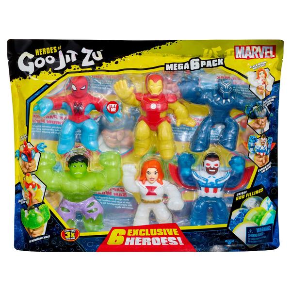 Imagem de Bonecos de ação Heroes of Goo Jit Zu Marvel, pacote com 6, 11 cm