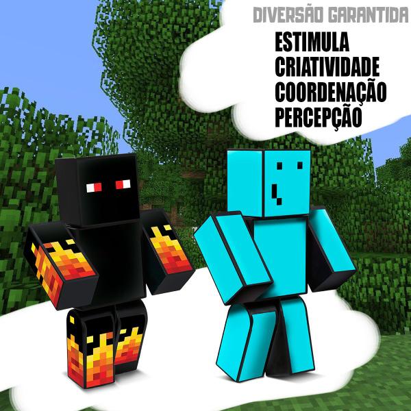 Imagem de Bonecos do jogo Minecraft Athos e Problems 25 cm kit com 2