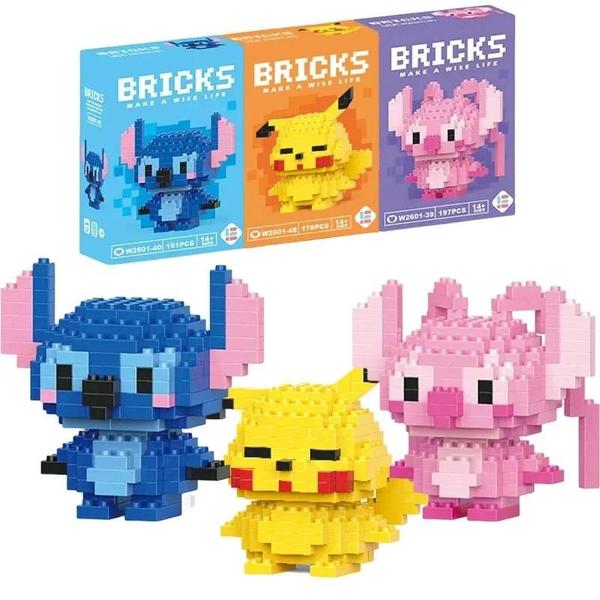 Imagem de Bonecos e Blocos de Construção Infantil - Stitch, Sanrio, Mickey e Outros