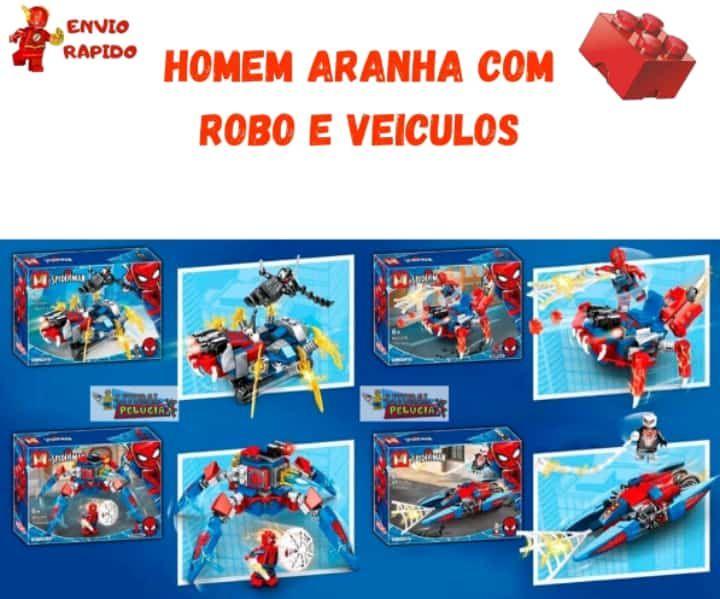 Imagem de Bonecos Homem Aranha Robô e Veiculo Blocos de Montar