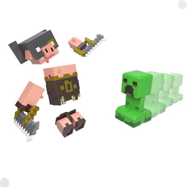 Imagem de Bonecos Minecraft Creeper Vs Piglin Bruiser GYR98A - Mattel