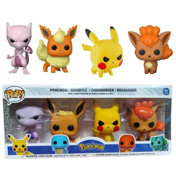 Imagem de Bonecos Tipo Funko Pop Coleção Completa Pokémon Caixa Com 4