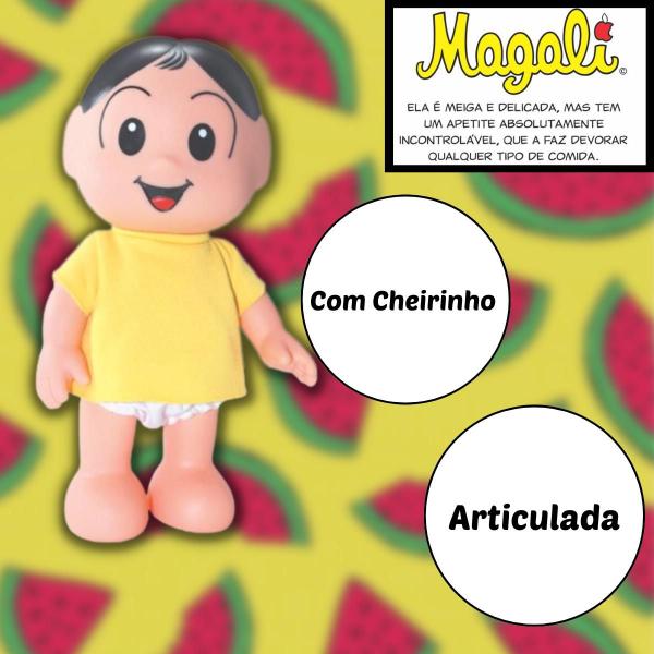 Imagem de Bonecos Turma da Monica 24cm Cebolinha Magali Cascão Milena Em Vinil Articulados Clássicos Sid Nyl