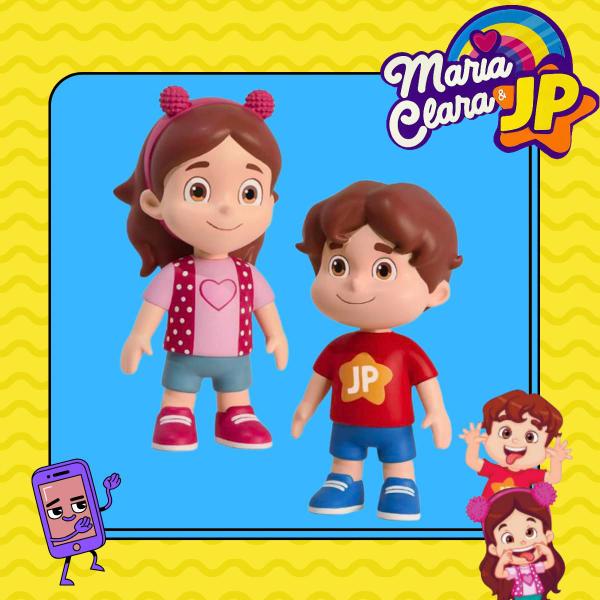 Imagem de Bonecos Youtubers Maria Clara E JP Mini 12cm Kit Miniatura Em Vinil Brinquedo Articulado Baby Brink