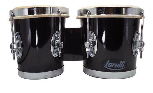 Imagem de Bongo Torelli Com Pedestal 6x7 Tb010 Preto Pele Couro Madeira