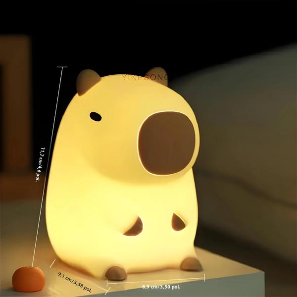 Imagem de Bonito Silicone Manga Capivara Usb Recarregável Rgb Luz Noturna Toque Lâmpada De Cabeceira Presente