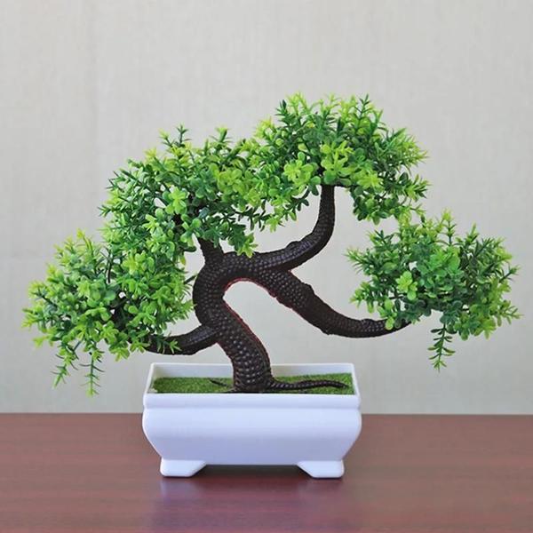 Imagem de Bonsai Artificial Dragão Bigode - Planta Verde para Decoração de Mesa e Escritório