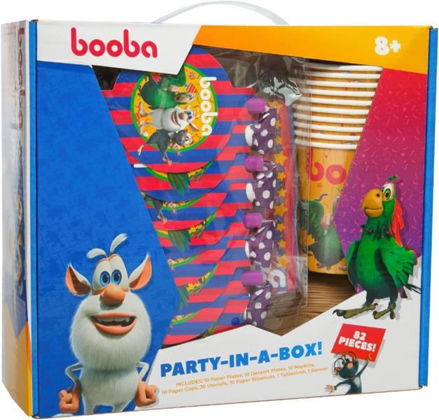 Imagem de Booba Cartoon Festa de Aniversário Oficial Em Uma Caixa 82pc Set Kit