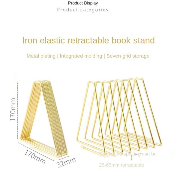 Bookends metálicos triangulares retráteis, bookends simples, - Wokex Imagem de Bookends metálicos triangulares retráteis, bookends simples,