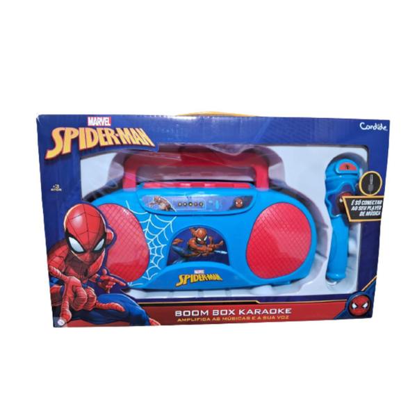 Imagem de Boom Box Karaoke c/ Microfone Musical Infantil Homem Aranha