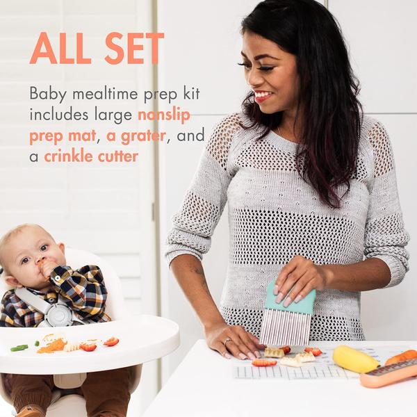 Imagem de Boon DIVVY Solid Baby Food Starter Kit, inclui Cortador de Crinkle, Grater & Silicone Mat, Conjunto 3pc